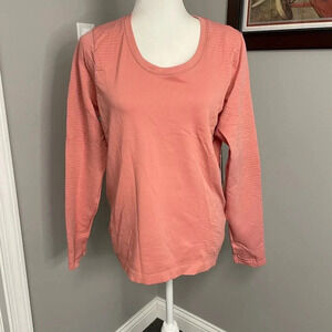 Athleta Flurry Blizzard Rib Top Base Layer Pink Ribbed Long sleeve Size 1X NWT